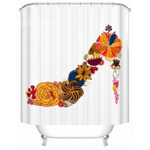 Creative Unique Flower High Heel Print Shower Curtain