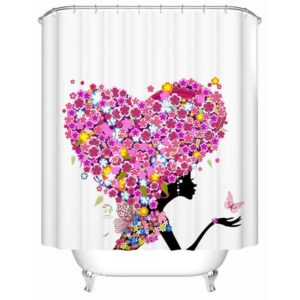 Stylish Romantic Flower Heart Shape Beautiful Girl Shower Curtain