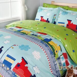 Little Train Print 3-Piece Cotton Duvet Cover Sets