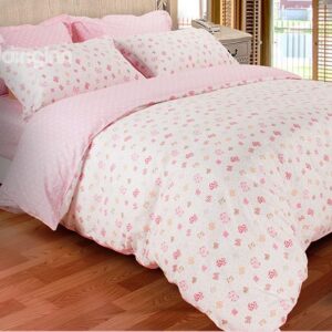 Pretty Pink Bowtie Print 3-Piece 100% Cotton Duvet Cover Sets