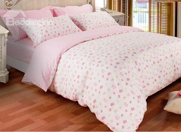 Pretty Pink Bowtie Print 3-Piece 100% Cotton Duvet Cover Sets