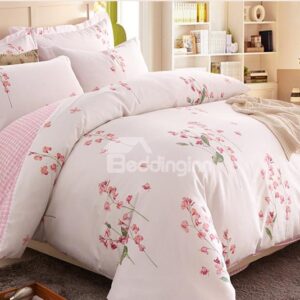Amazing Pink Flower Print 3-Piece 100% Cotton Duvet Cover Sets