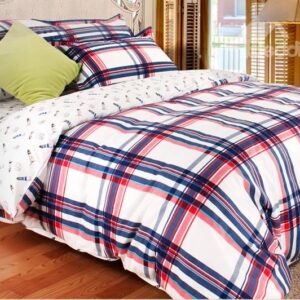 Plaid Pattern 3-Piece 100% Cotton Duvet Cover Sets