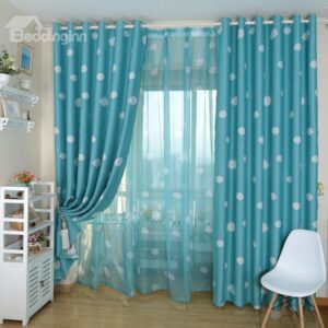New Arrival Cute Cloud Print Grommet Top Curtain