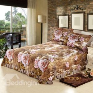 Elegant Pink Roses Printed Cotton Printed Sheet