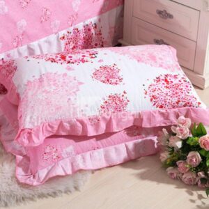 Creative Design with Heart Shape Flowers on One Pair Cotton Pillowcases