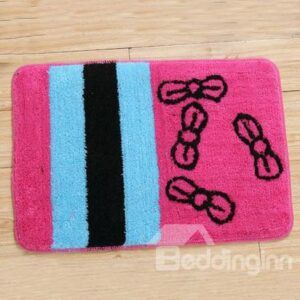 Popular Rectangular Pink Bowknot Non-Slip Doormat