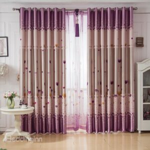 Heart Shape Balloon Design Pink Color Grommet Top Curtain