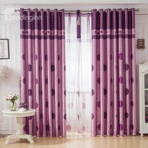 New Arrival Unique Circle Design Pink Color Grommet Top Curtain