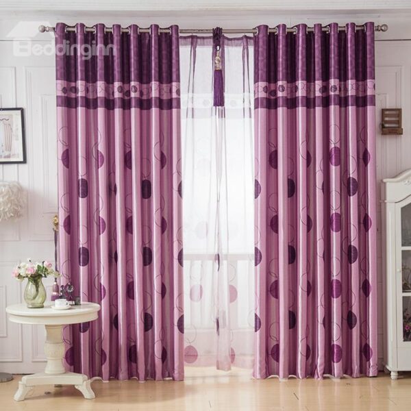 New Arrival Unique Circle Design Pink Color Grommet Top Curtain