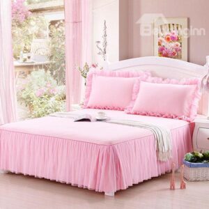 Prue Pink Fold Corner Princess Style Cotton Bed Skirt