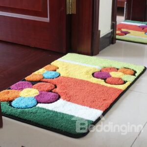 Wonderful Rectangular Colored Flowers Non-Slip Doormat