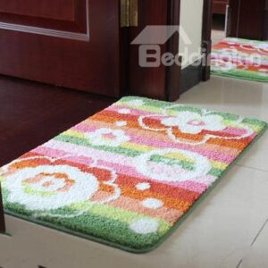 Wonderful Pretty Striped Fowers Non-Slip Doormat