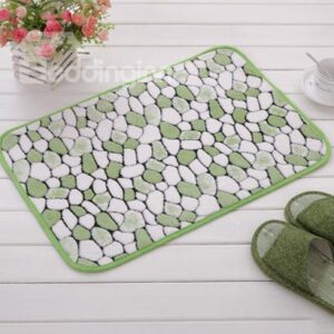Graceful Green and White Coral Velvet Stone Doormat