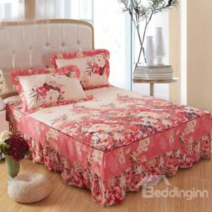 The Flowers in Full Bloom Printed Cotton Bed Skirt