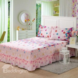 Lovely Little Flowers Printed Cotton Bed Skirt