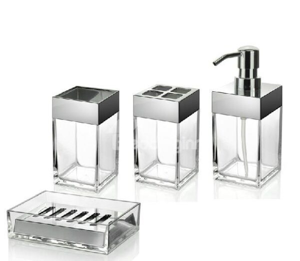 Special Organic Clear Glass 4-Piece Bathroom Accessory