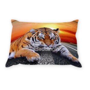 The 3D Lying Tiger Printed One Pair Cotton Pillowcases