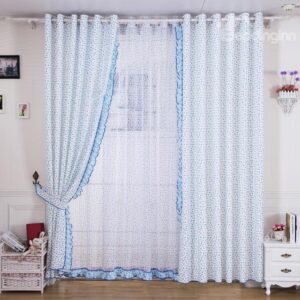 Korean Style Cute Hearts Design Grommet Top Curtain