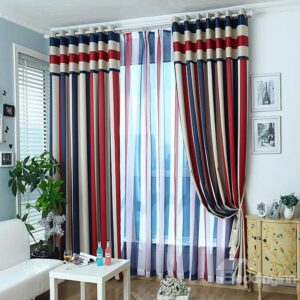 High Quality Stylish Multicolor Scheme Grommet Top Curtain