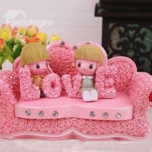 Beautiful Pink Resin Lovers on the Sofa for Gift Ideas