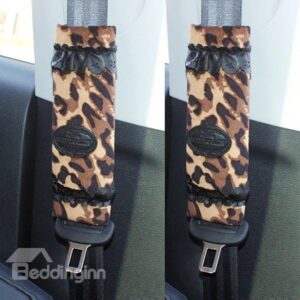 Classical Dark Color Leopard Printed One Pair Seat Belt Cover