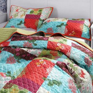Multicolor with Flowers Printed 100% Cotton Bed in a Bag Set