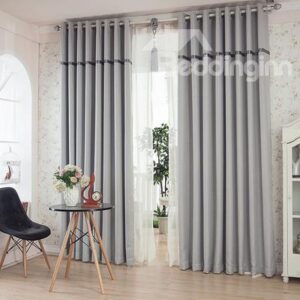 Fashion Gray Color Thickening Blackout Grommet Top Curtain