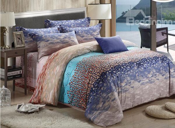 Seaside Scenery Print 4-Piece Tencel Duvet Cover Sets