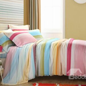 Rainbow Print 4-Piece Tencel Duvet Cover Sets