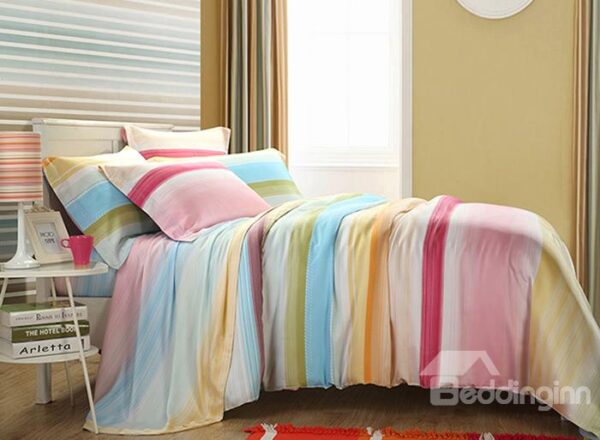 Rainbow Print 4-Piece Tencel Duvet Cover Sets