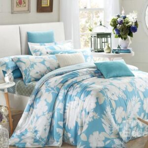 White and Blue Scenery 4-Piece Tencel Duvet Cover Sets