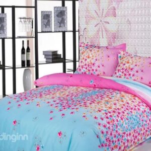 Spring Floral Print 4-Piece Cotton Duvet Cover Sets