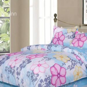 Pink Flower 4-Piece Cotton Duvet Cover Sets
