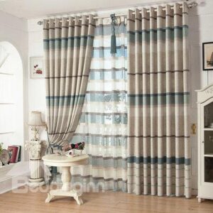 High Class Eco-fine Linen Living Room Bedroom Grommet Top Curtain