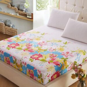 Colorful Flowers in Blossom Printed Fitted Sheet