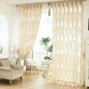 European Style High Quality Classic Flocking Custom Sheer Curtain