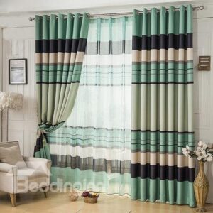 Modern Fashion High Shading Degree Stylish Green Grommet Top Curtain