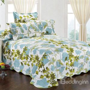 Strings of Green Vines and Leaves Cotton Printed Sheet
