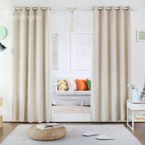 Korean Style Cute Little Stars Printing Grommet Top Curtain