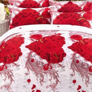 Love in First Sight Print 4-Piece Polyester 3D Duvet Cover Sets