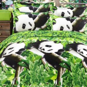 Panda and Tree Print 4-Piece Polyester 3D Duvet Cover Sets