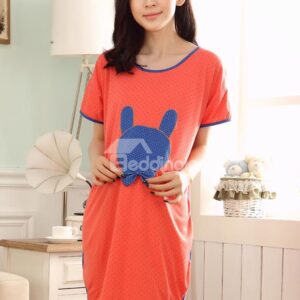 Cotton Contra Edge Round Neck Open Sides Sleepshirt