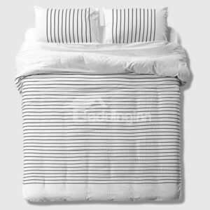 Minimalist Black Stripe 4-Piece Combed Cotton Duvet Cover Sets