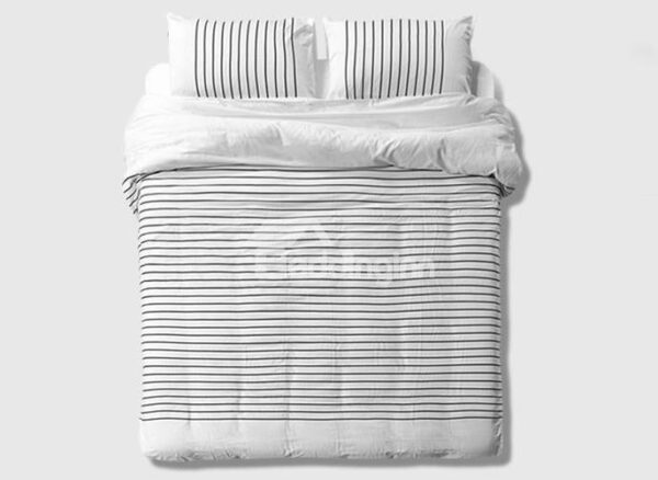 Minimalist Black Stripe 4-Piece Combed Cotton Duvet Cover Sets