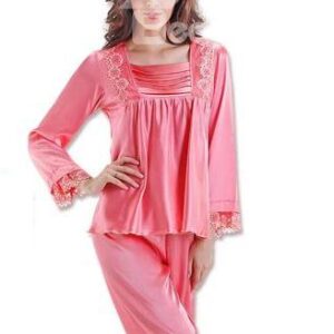 Sweet Pink Elegant Ruffle Bust 2 Pieces Pajamas