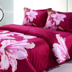 Charming Fragrant Lily 4-Piece Cotton Duvet Cover Sets