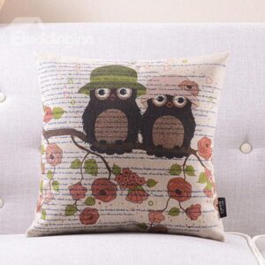 New Arrival Mr. Owl Falls in Love with Mrs. Owl Printed Throw Pillow
