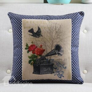 New Arrival Gramophone Printed Retro Style Throw Pillow