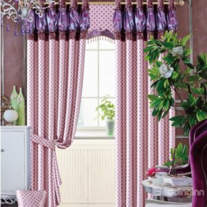 Modern Home Fashion Cinderella Purple Little Dots Printing Grommet Top Curtain